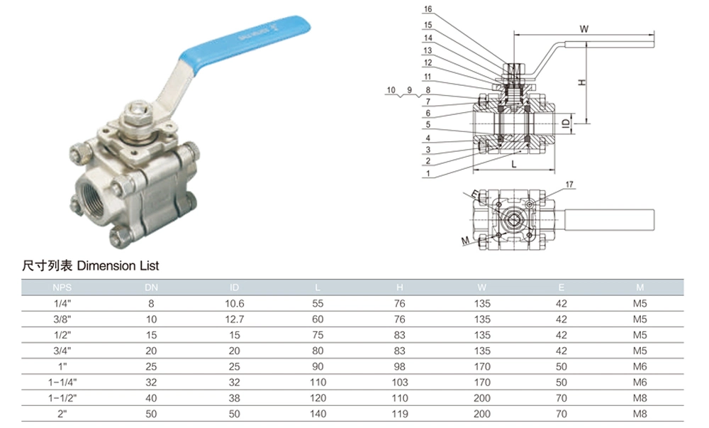 Custom Logo Dn50 SS304 High Pressure Ball Valve