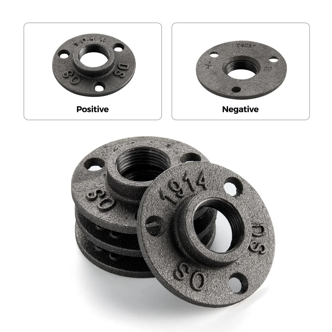 1/2" Floor Flange Threaded Hole Flange Plate Malleable Iron Pipe Flange for DIY Project/Furniture Industrial Vintage Style.